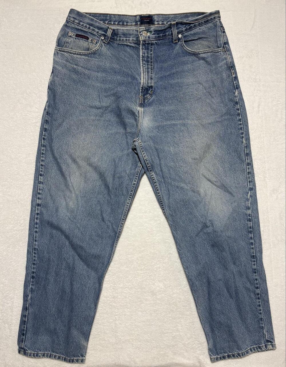 Vintage Tommy Hilfiger Jeans Mens 40x32 Blue Freedom Relaxed Straight Denim